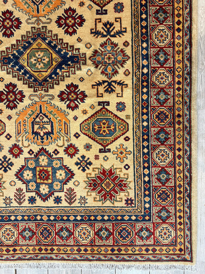 Fine Hand Knotted Afghani Super Kazak Rug 5 x 7 - Nuvé