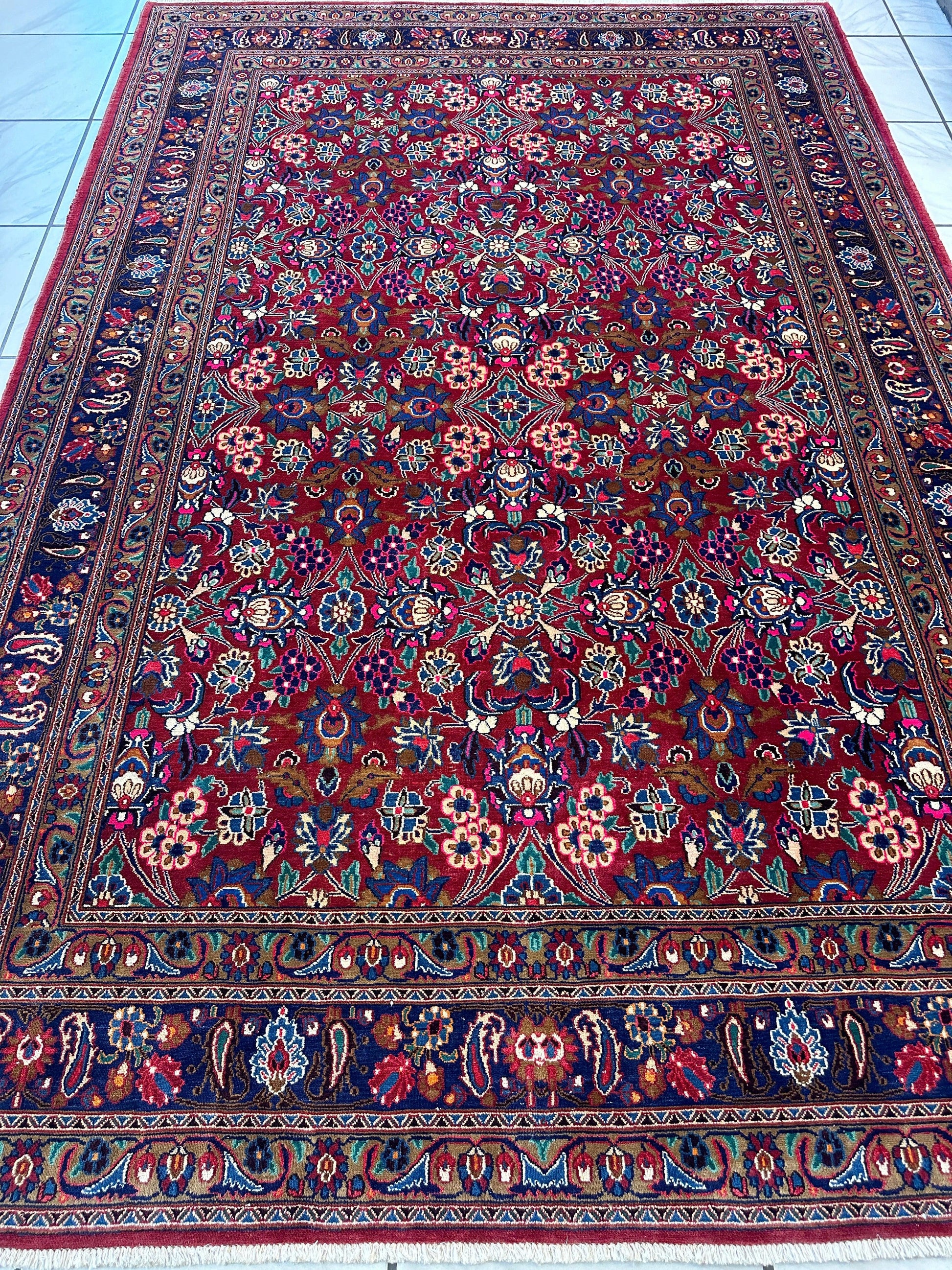 Persian Mashhad I Fine Allover Rug Wool 7 x 10 - Nuvé
