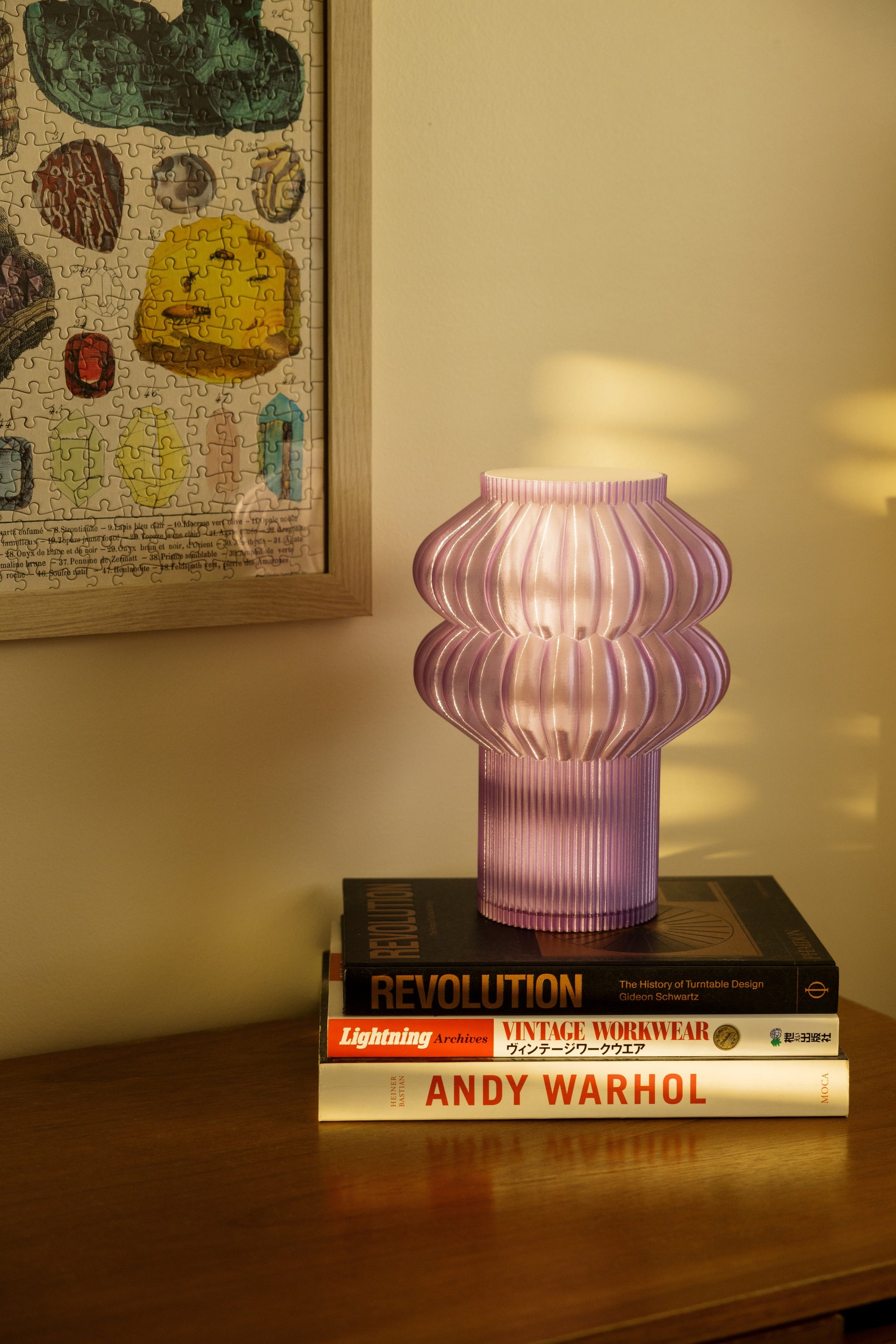 Terrra Labs Oppi Table Lamp with sleek modern design, featuring a white shade and wooden base, perfect for contemporary decor.