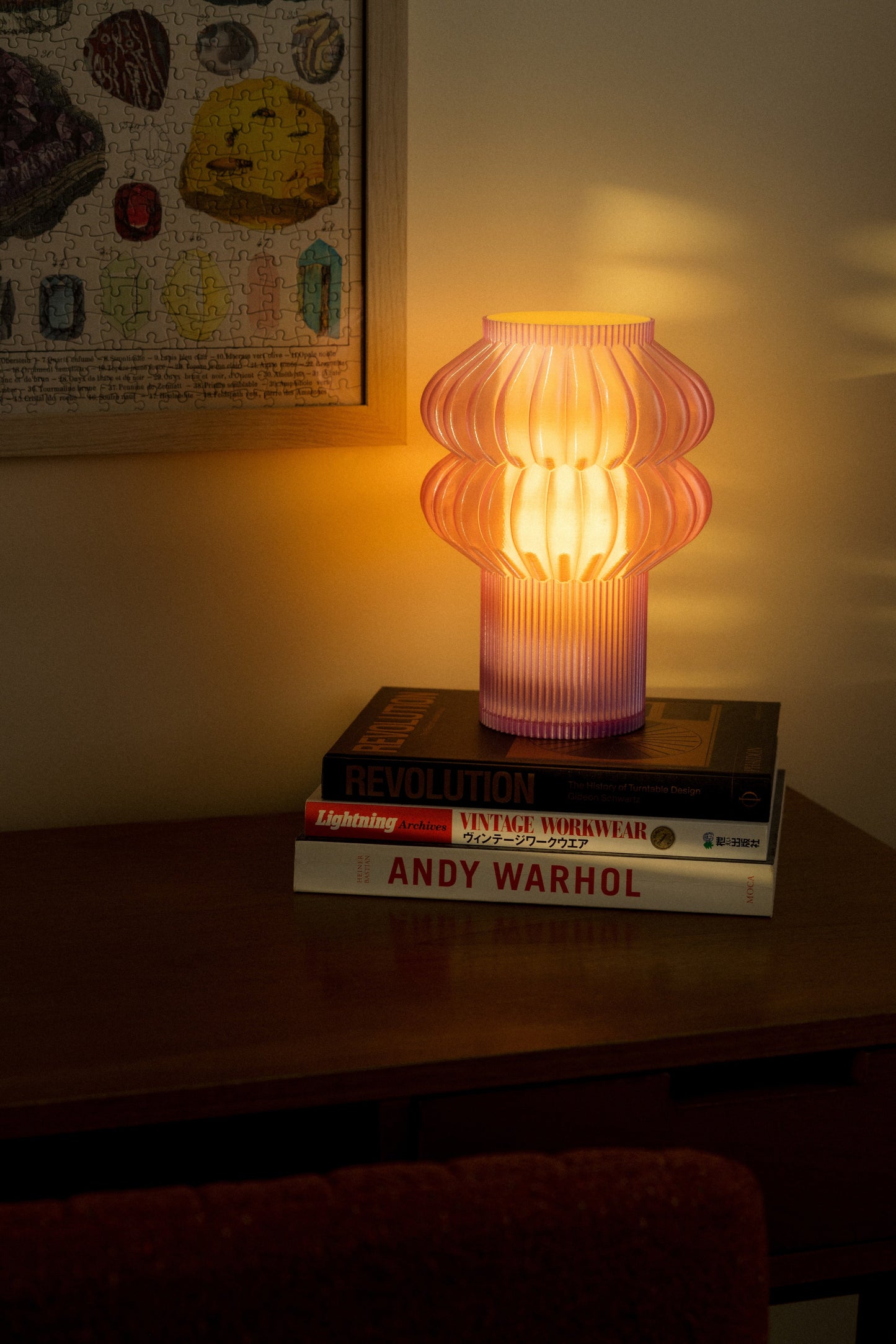 Terrra Labs Oppi table lamp with a sleek ceramic base and fabric shade, ideal for modern home lighting.