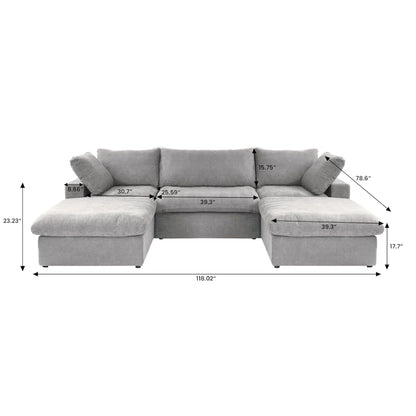 Nuvé® Solace Modular Bouclé Cloud Sofa - Space Grey - 3-Seater Sectional Sofa with 2 Ottomans - Nuvé