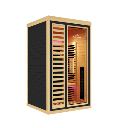 Peak Saunas Shasta 1-Person Full Spectrum Infrared Sauna with XL Medical-Grade Red Light Therapy & Smart WiFi App Control - Nuvé