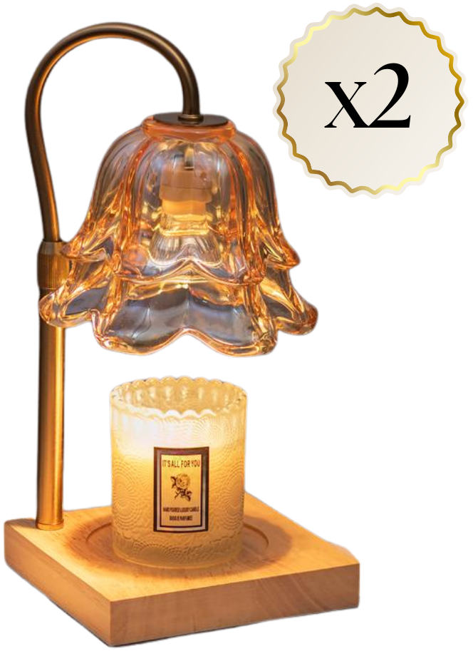 Decorative candle holder with glass shade and wooden base on a white background