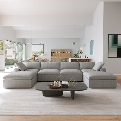 Nuvé® Solace Modular Bouclé Cloud Sofa - Space Grey - 7-Seater Corner Chaise - Nuvé