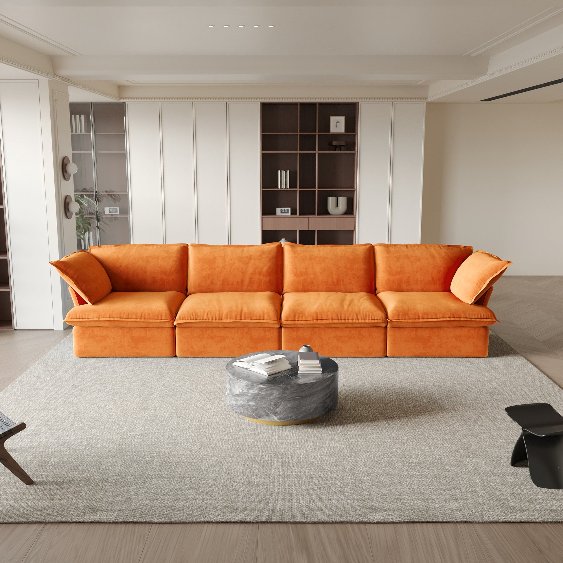 Sabi Modular Boucle Cloud Sofa - Orange - 4-Seater Sofa - Nuvé