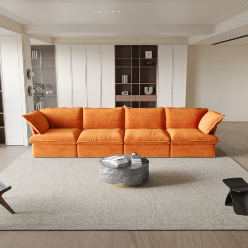 Sabi Modular Boucle Cloud Sofa - Orange - 4-Seater Sofa - Nuvé