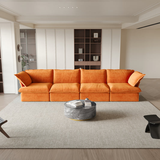 Sabi Modular Boucle Cloud Sofa - Orange - 4-Seater Sofa - Nuvé