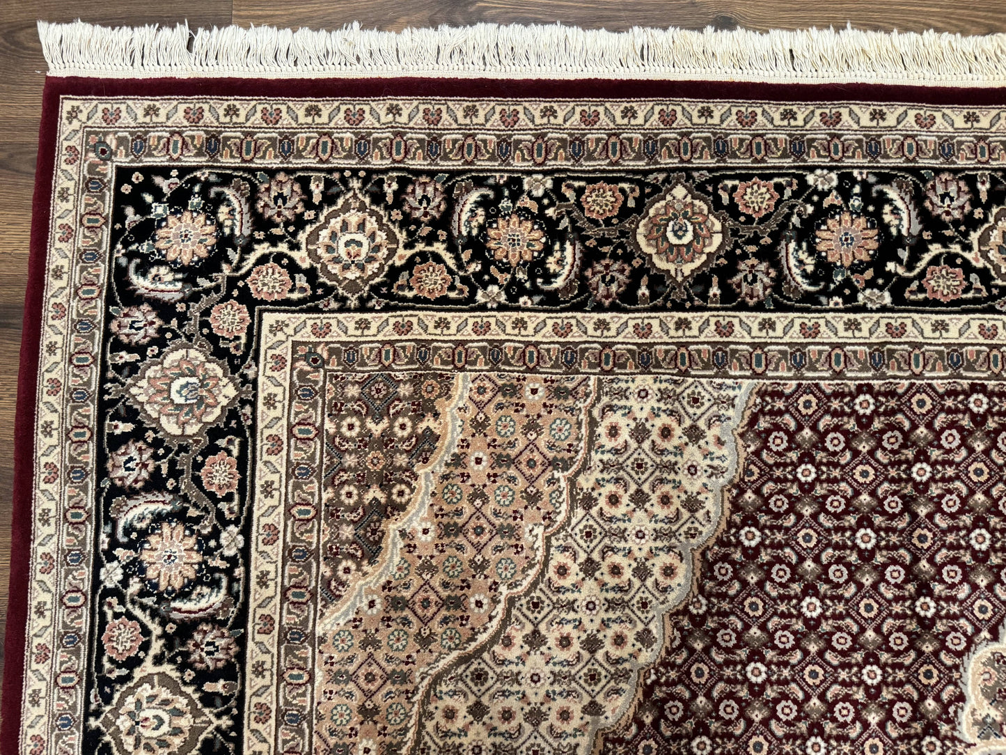 Sino Persian Rug 8x10, Herati, Elegant Oriental Carpet, Dark Maroon - Nuvé