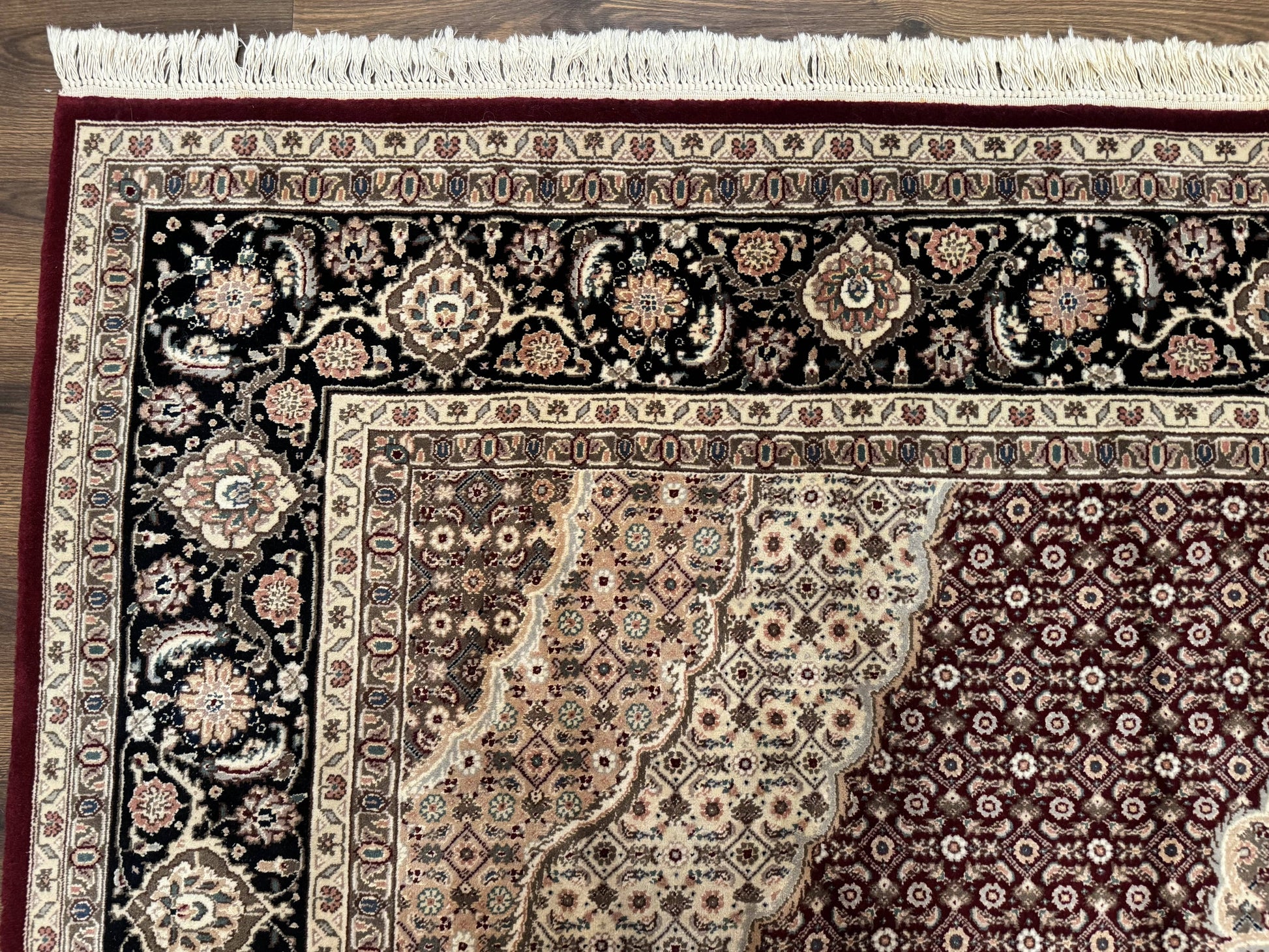 Sino Persian Rug 8x10, Herati, Elegant Oriental Carpet, Dark Maroon - Nuvé
