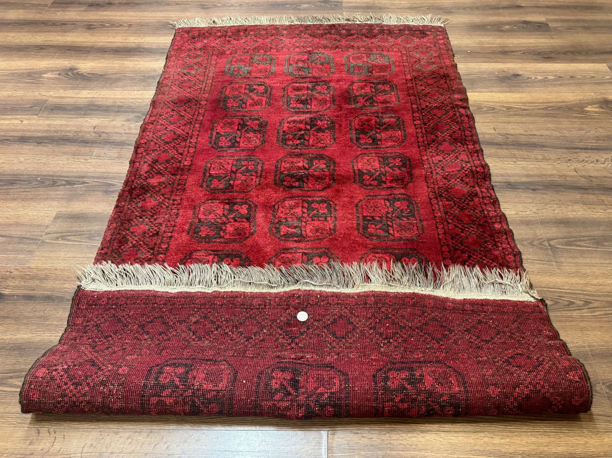 Afghan Turkoman Bokhara Bashir Rug 3x6, Red - Nuvé