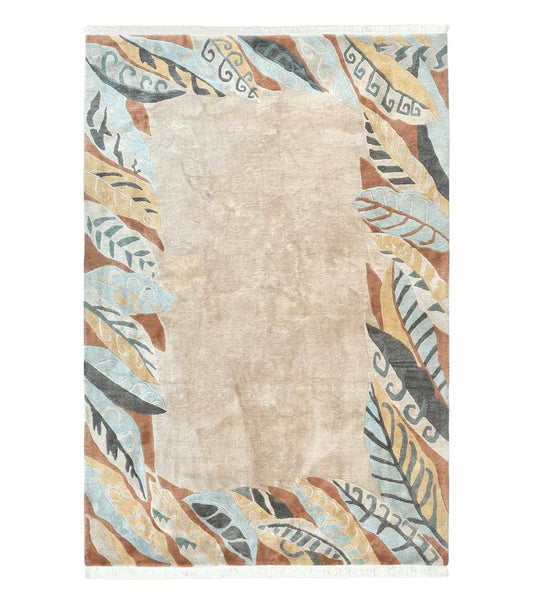 Modern Tibetan Rug 7x10, Soft Wool, Tufenkian Style Carpet, Tibet Nepali Rug, Open Field, Handmade Wool Rug