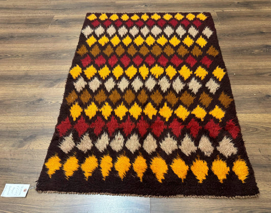 Shaggy Balouch Rug 3x4, Tribal Rug, Afghan Rug, Brown, Multicolor - Nuvé