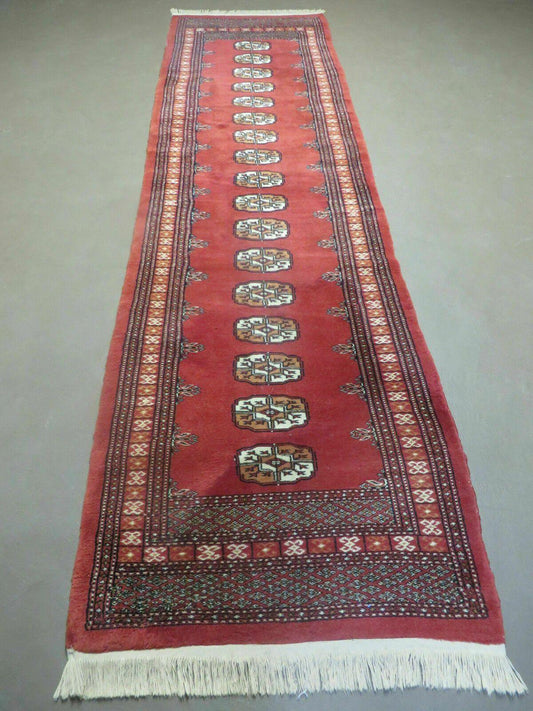 2' 8" X 10' Vintage Handmade Bokhara Turkoman Pakistani Wool Runner Rug Nice - Nuvé