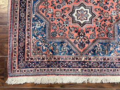 Persian Shiraz Rug 3x5, Geometric Tribal Rug, Wool Hand Knotted Vintage Carpet, Light Red & Blue, Signed by Masterweaver - Nuvé