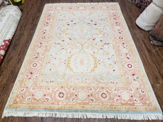 Pakistani Peshawar Rug 6x9, Light Colors, Wool, Hand Knotted, Vintage Rug for Modern Home - Nuvé