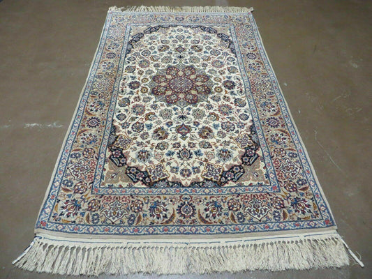 4' X 6' Very Fine Handmade Oriental Wool Silk Accent Rug Hand Knotted Beauty - Nuvé