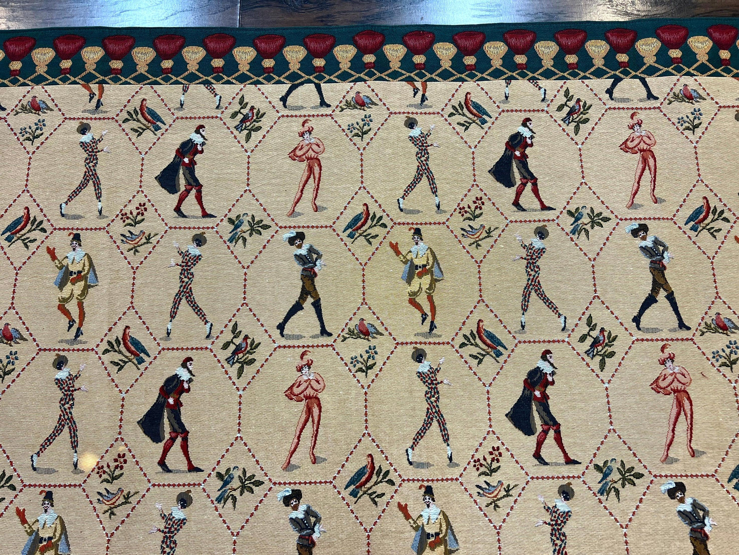 Square Tapestry 5x5, Wall Hanging, Human Pictorials, Court Jesters, Vintage - Nuvé
