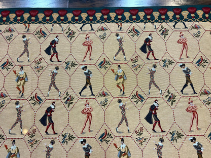 Square Tapestry 5x5, Wall Hanging, Human Pictorials, Court Jesters, Vintage - Nuvé