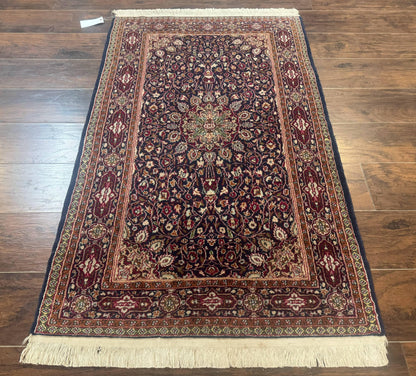 Indo Kashmiri Rug 3x5, Navy Blue, Very Fine 400 KPSI, Pair B - Nuvé
