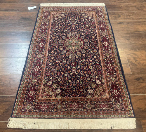Indo Kashmiri Rug 3x5, Navy Blue, Very Fine 400 KPSI, Pair B - Nuvé