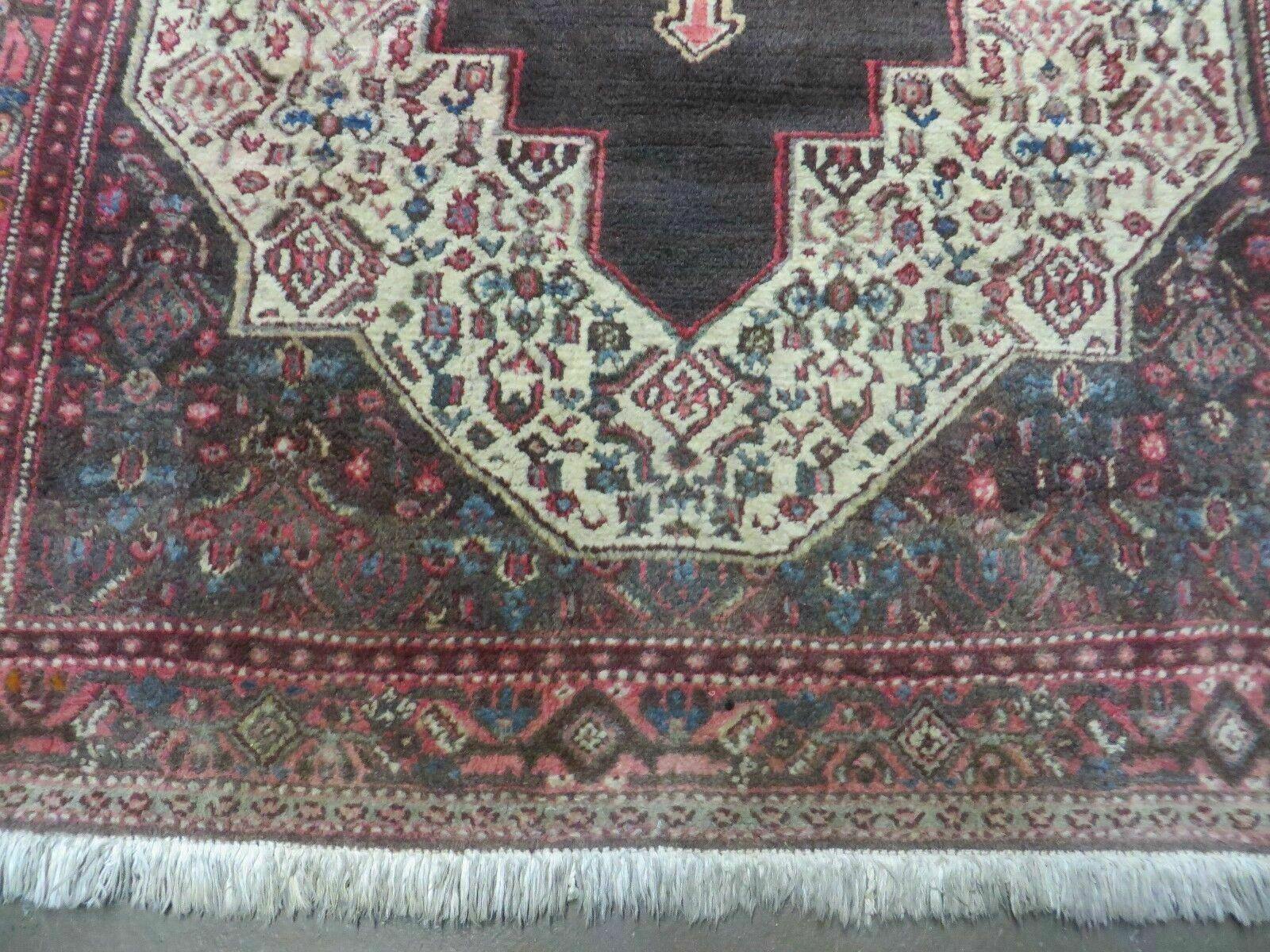 4' X 5' Antique Handmade India Floral Oriental Wool Rug Brown Vegetable Dyes - Nuvé