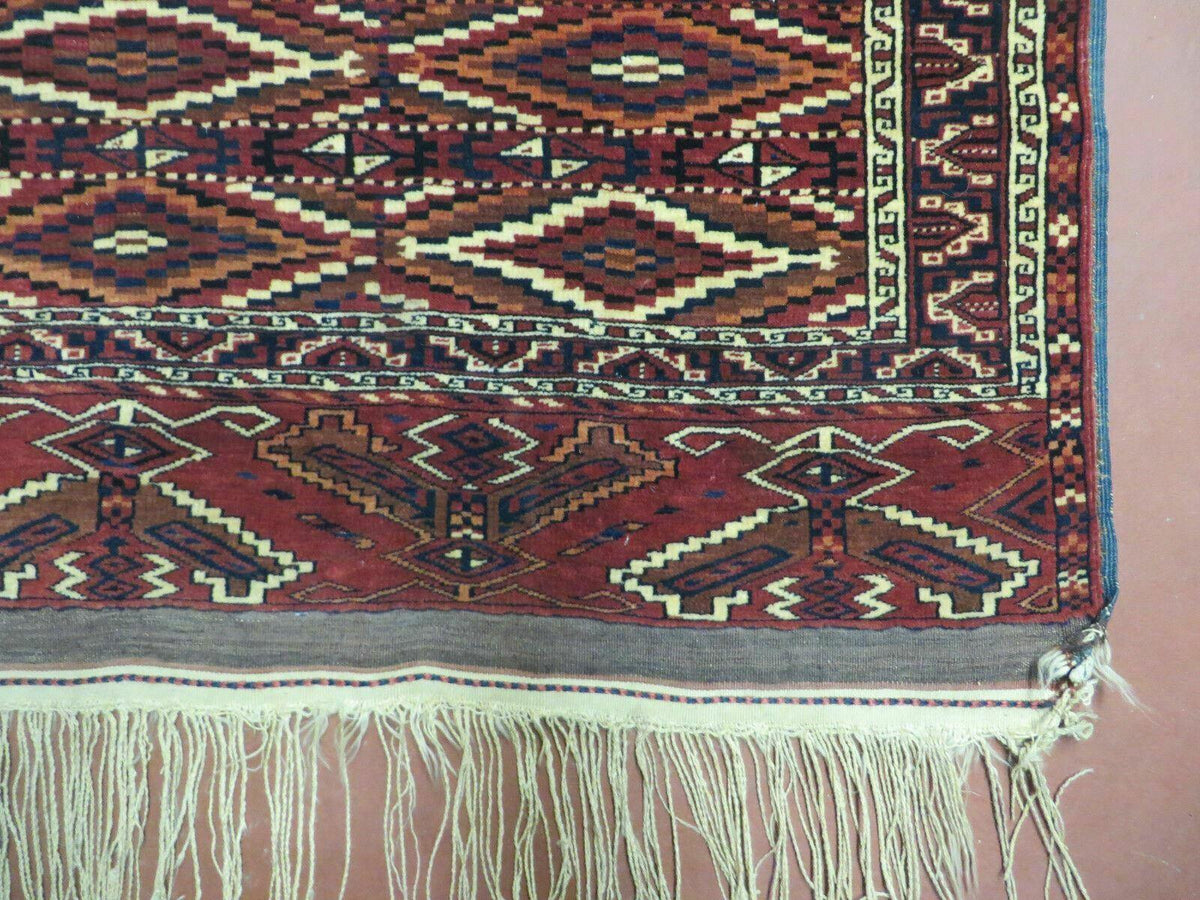 4' X 8' Antique Handmade Russian Bokhara Turkoman Yamud Wool Rug Carpet Nice