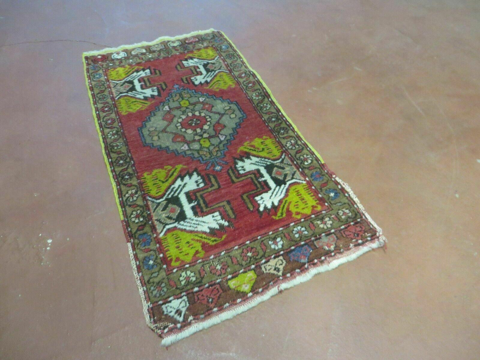 20" X 38" Antique Handmade Turkish Oushak Oshak Yastik Wool Rug Mat Turkey Nice - Nuvé