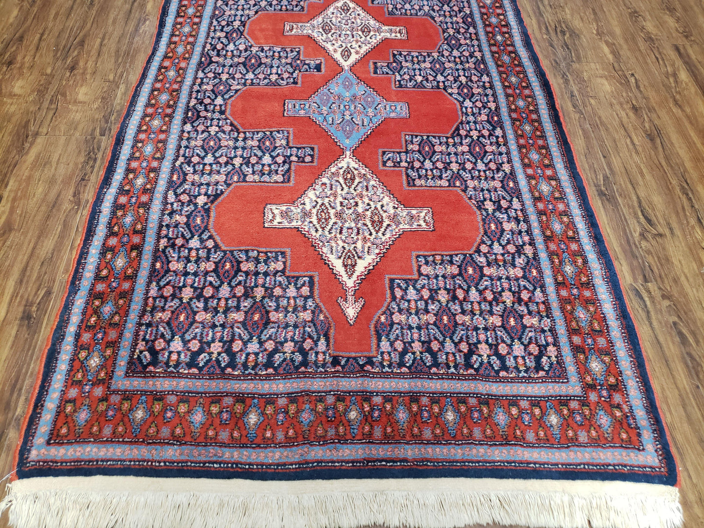 4x6 Western Kurdistan Kurdish Carpet Senneh Wool Area Rug Veg Dyes Red Blue Nice - Nuvé