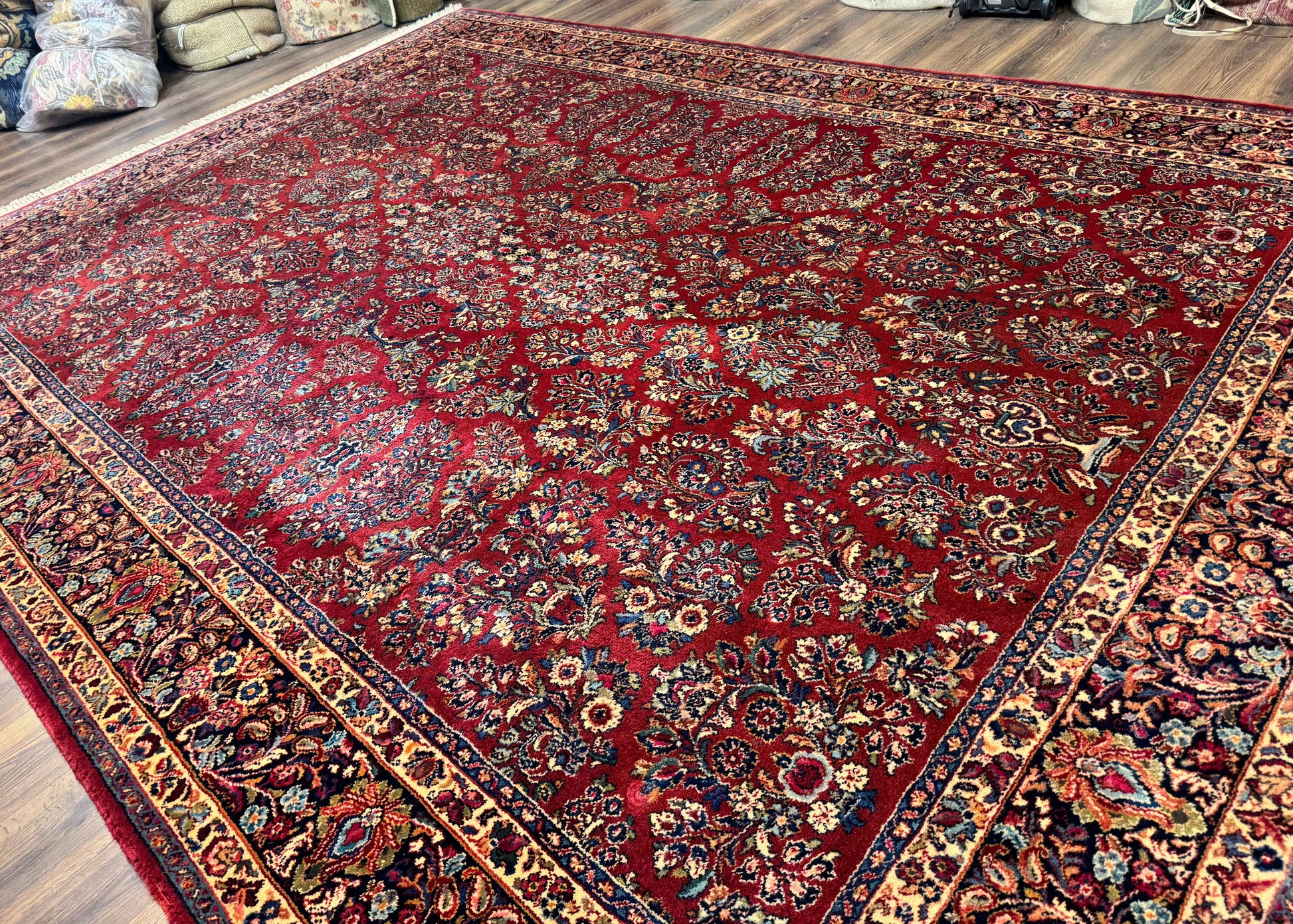 Karastan Rug 10x14, Red Sarouk #785, Wool Original 700 Series - Nuvé