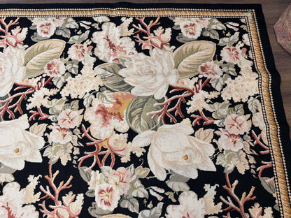 Palace Size Needlepoint Rug 13x17, Extra Large Wool Floral Handmade Carpet, European Design, Botanical - Nuvé