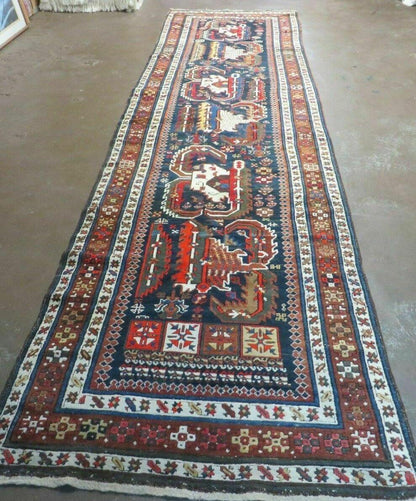 3' 7" X 14' Antique Handmade Caucasian Wool Rug Carpet Nice - Nuvé