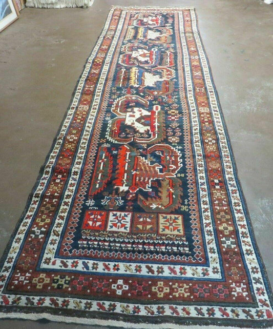 3' 7" X 14' Antique Handmade Caucasian Wool Rug Carpet Nice - Nuvé