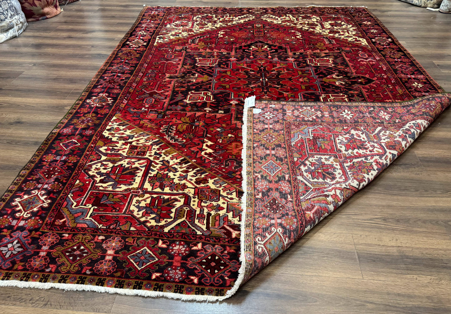 Persian Heriz Rug 8x11, Geometric Design, Red & Cream - Nuvé