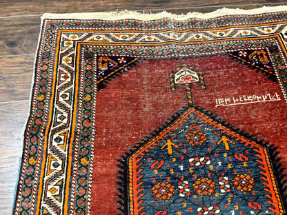 Antique Persian Sarab Runner Rug 3.9 x 12, Red, Handmade, Tribal Runner, Wool, Signed - Nuvé