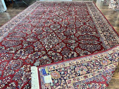 Karastan Rug 10x18 Red Sarouk #785, Wool Karastan Carpet, Original 700 Series, Vintage Discontinued Large Oriental Rug - Nuvé