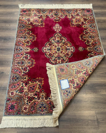 Karastan Rug 4x6 Red Medallion Kirman #762, Wool Vintage Original 700 Series - Nuvé