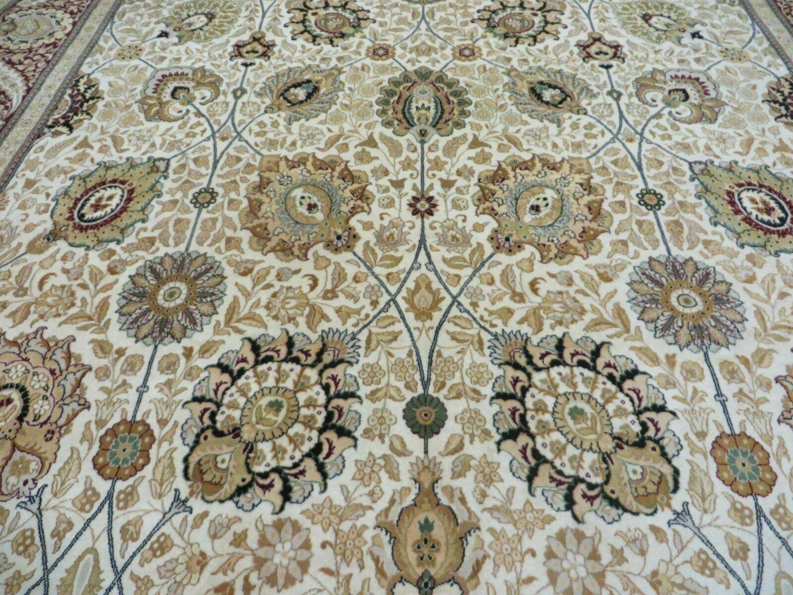 9' X 12' Vintage Handmade Wool Rug Pakistani Floral Design Nice Vegetable Dye - Nuvé