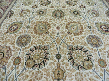 9' X 12' Vintage Handmade Wool Rug Pakistani Floral Design Nice Vegetable Dye - Nuvé
