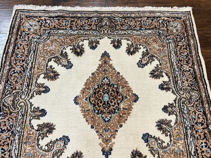 Square Persian Kirman Rug 4x4, Semi Open Field, Handmade - Nuvé