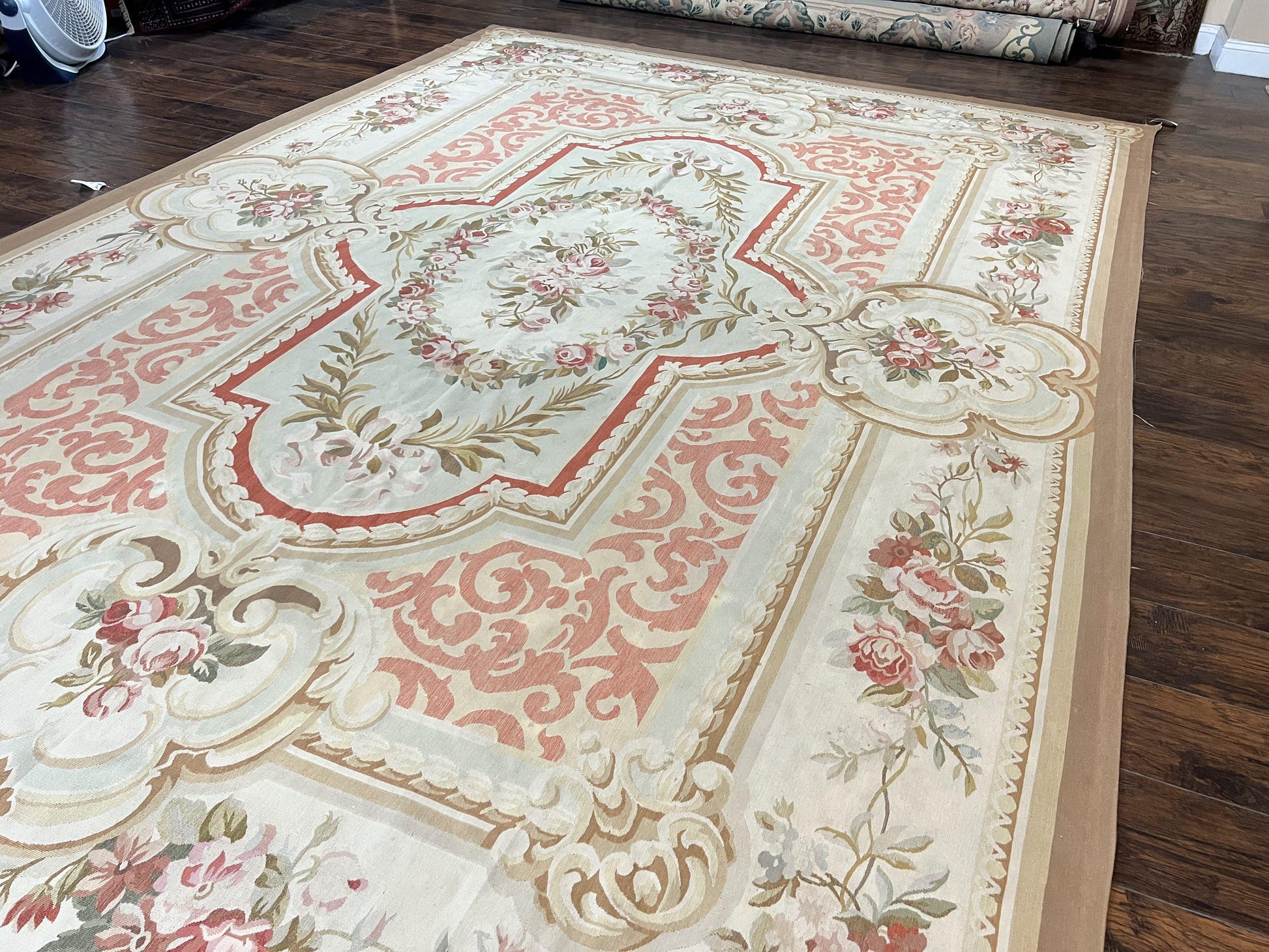 Aubusson Rug 10x14, Wool Handmade Vintage Carpet, Elegant French European Design Rug, Large Room Sized Aubusson Rug, Stark Carpet - Nuvé