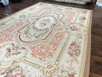 Aubusson Rug 10x14, Wool Handmade Vintage Carpet, Elegant French European Design Rug, Large Room Sized Aubusson Rug, Stark Carpet - Nuvé