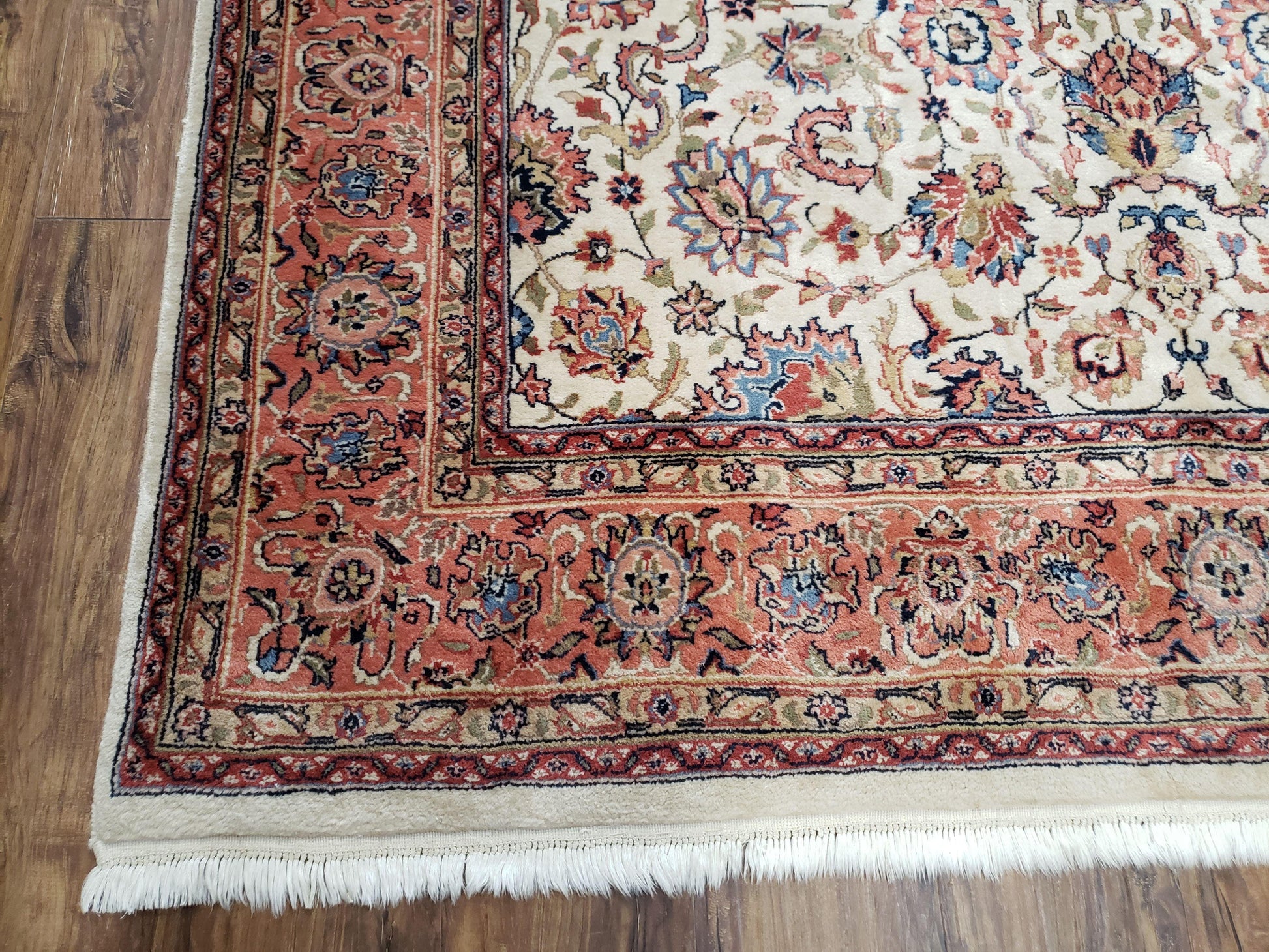 6x9 Top Quality Handmade Wool Area Rug Floral Allover Carpet Veg Dyes Beige - Nuvé
