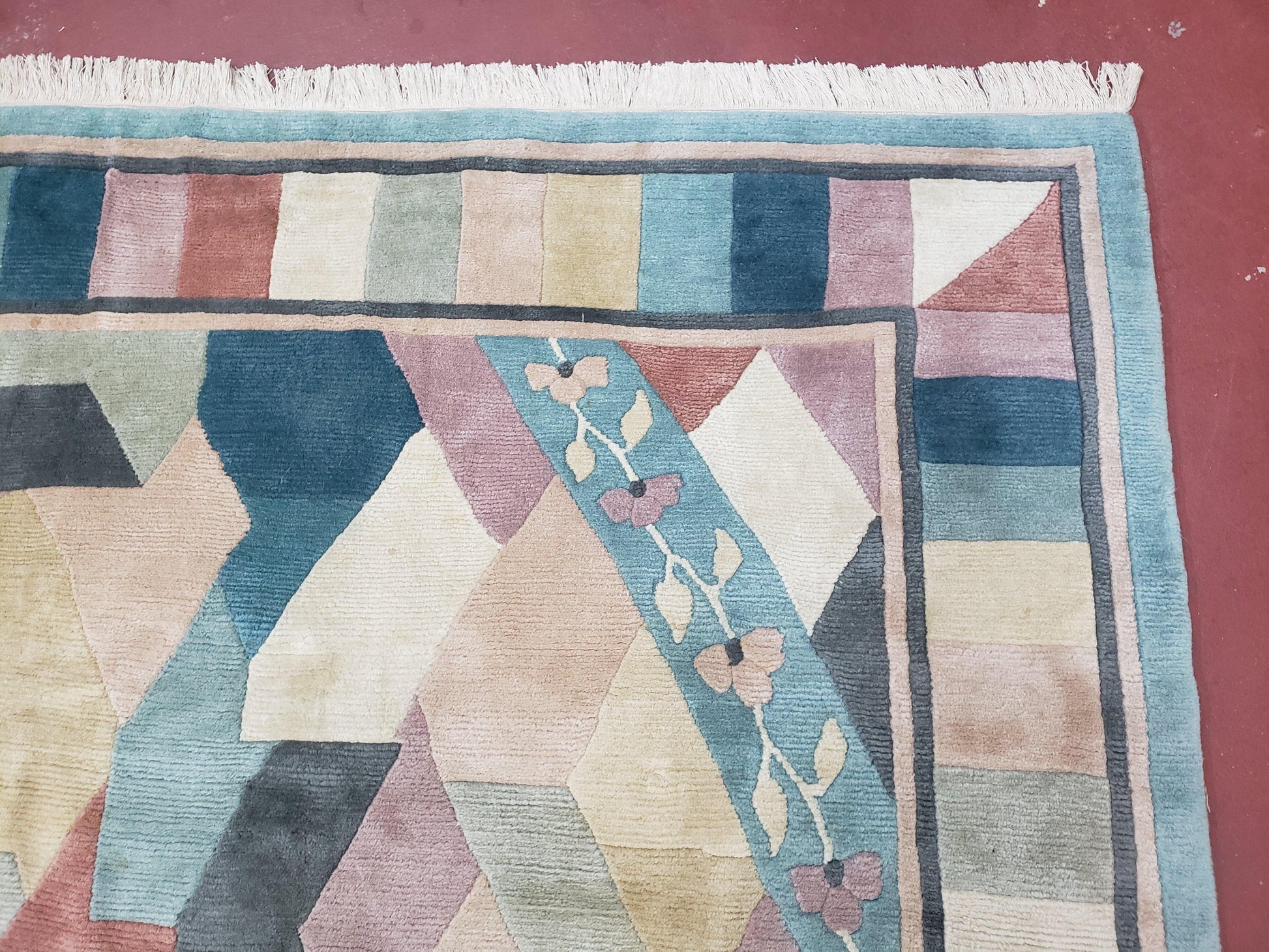 Contemporary Indian Nepalese Area Rug 8x11, Wool Hand-Knotted Modern Multicolor Nepali Abstract Carpet 8 x 11 Soft Playroom Nursery Room Rug - Nuvé