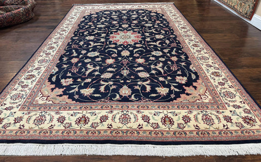 Navy Blue Pak Persian Rug 6x10, Floral Medallion, Traditional Persian Area Rug, Fine 240 KPSI - Nuvé