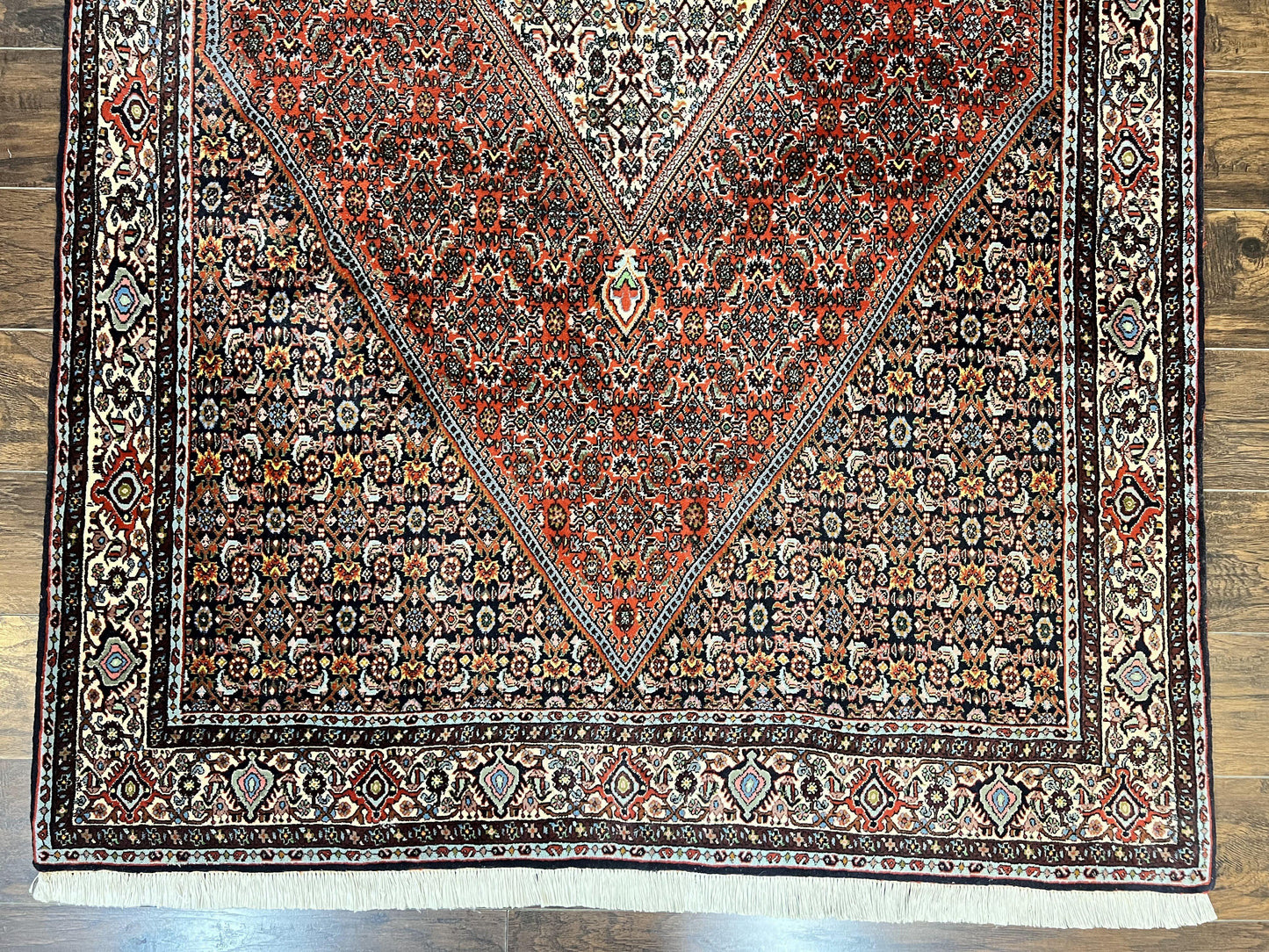 Persian Bidjar Rug 5x10, Wool Hand Knotted Vintage Carpet, Highly Detailed, Mahi Herati Pattern, 5 x 10 Oriental Rug - Nuvé