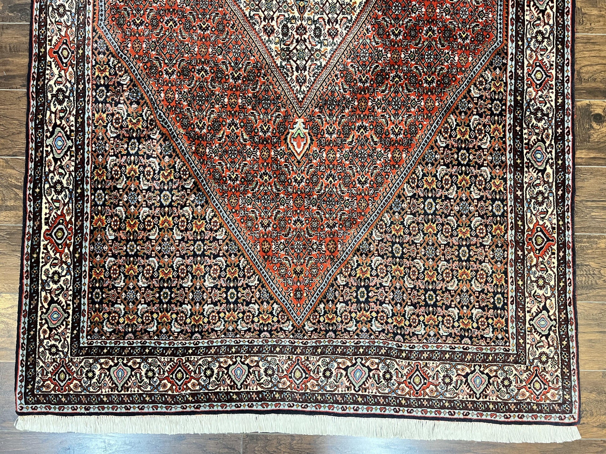 Persian Bidjar Rug 5x10, Wool Hand Knotted Vintage Carpet, Highly Detailed, Mahi Herati Pattern, 5 x 10 Oriental Rug - Nuvé