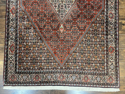 Persian Bidjar Rug 5x10, Wool Hand Knotted Vintage Carpet, Highly Detailed, Mahi Herati Pattern, 5 x 10 Oriental Rug - Nuvé