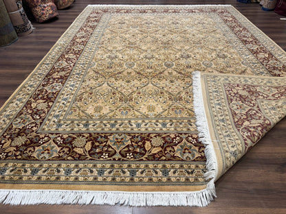 Fine Pak Persian Rug 9x12, Gold and Wine Red, Panel Design, 330 KPSI - Nuvé