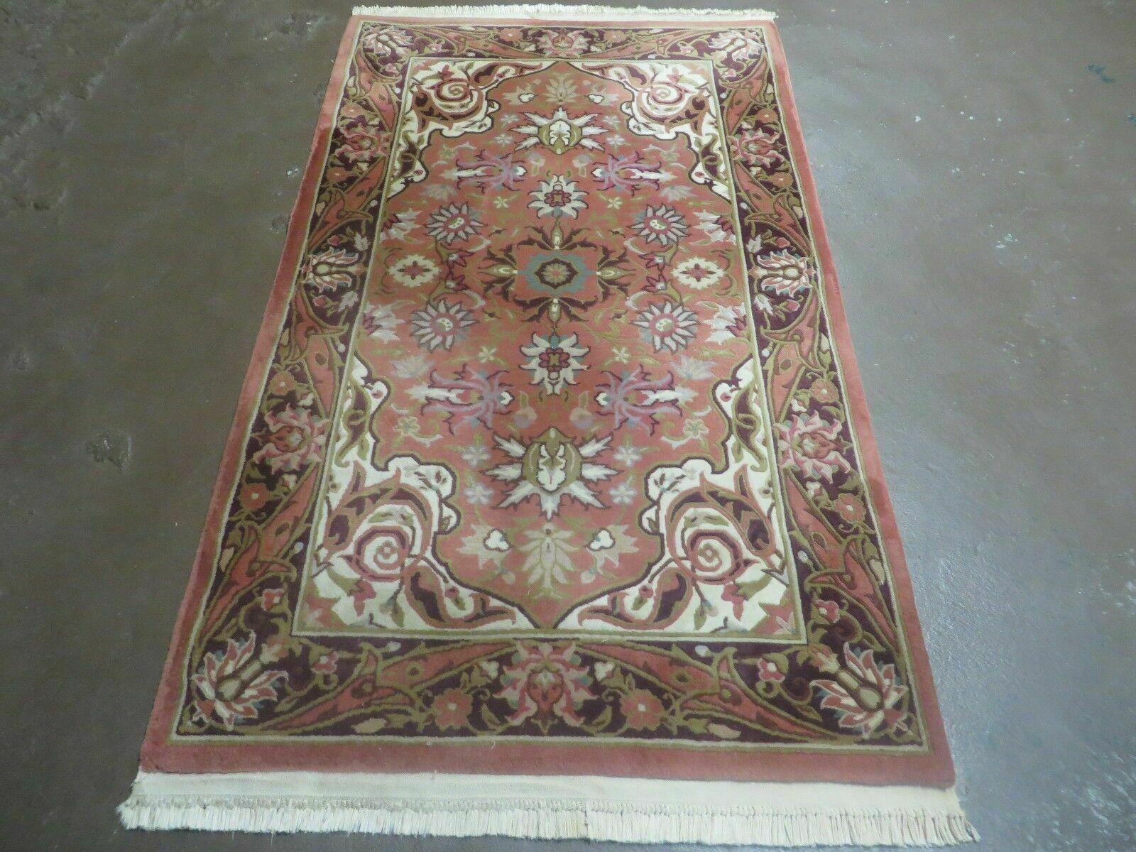 Chinese Wool Rug 3x5 Vintage Handmade Oriental Carpet Floral Medallion - Nuvé