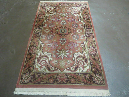 Chinese Wool Rug 3x5 Vintage Handmade Oriental Carpet Floral Medallion - Nuvé
